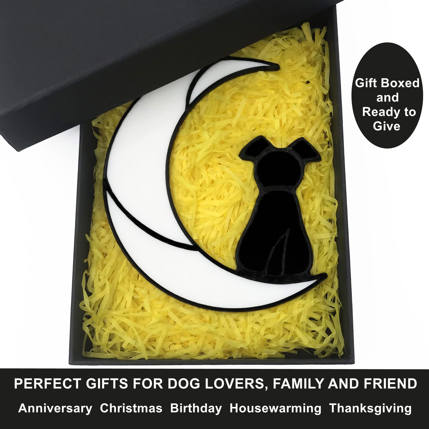 Lcensp Stained Glass Window Hangings Pet Dog Memorial Gifts For Dog Lovers, A Brown Dog Decor On Moon Suncatchers, Loss Of Dog S