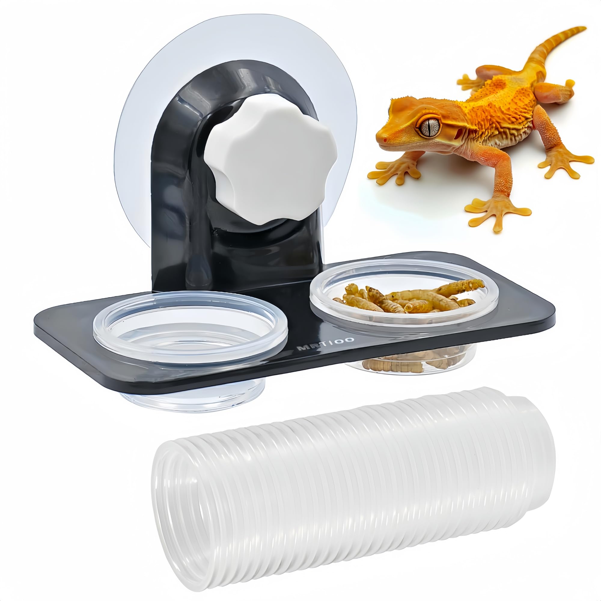 MRTIOO Crested Gecko Feeding Ledge [Non-Suction Cup], with 30 pcs 0.5oz Food Cups, Reptile Food Bowls and Water Dish for Lizard 