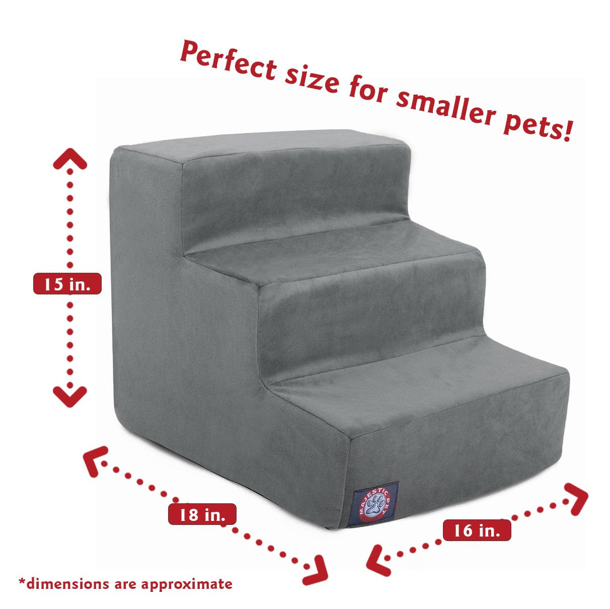 Majestic Pet 3 Step Portable Dog Stairs For Small Dogs To Get On Bed Supports 25 Lbs Or Less - Dog Steps For High Bed With Machi