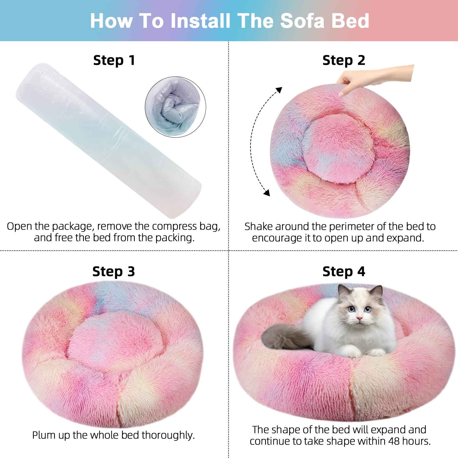 Nisrada Cat Beds For Indoor Cats,20 Inch Dog Bed For Small Melium Large Dogs, Washable-Round Pet Bed For Puppy And Kitten With Slip-Resistant Bottom