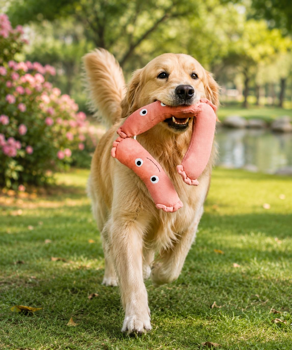 Pet Set Go Squeaky Plush Dog Toy Sausage  Durable Soft Chew Toy For Small, Medium & Large Dogs | Interactive Fetch & Bite Toy |