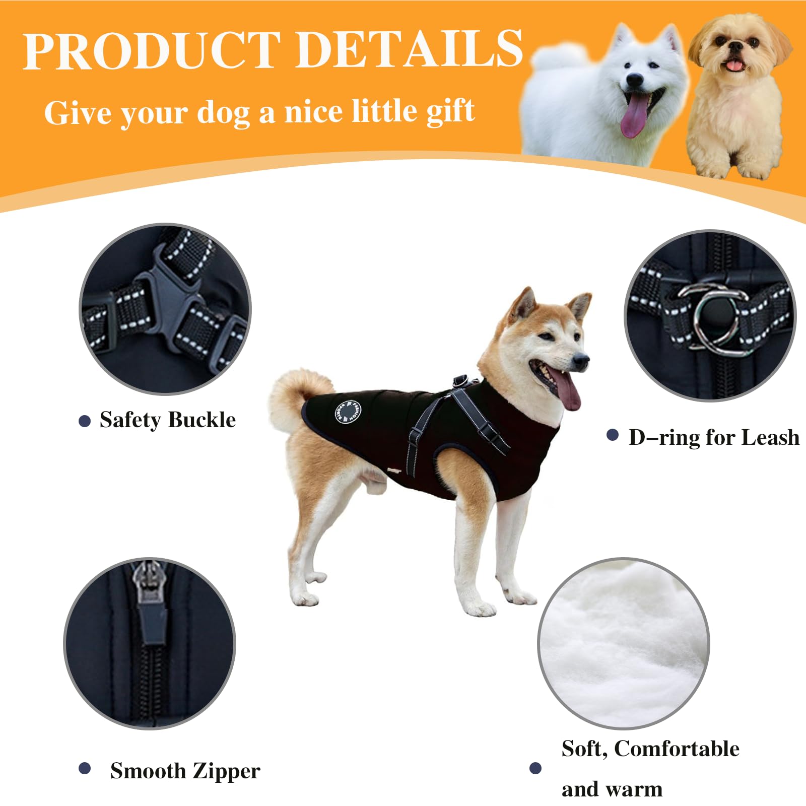 Furry King Dog Winter Coat With Harness, 7 Colors, Waterproof, Fleece Lined. (Red, Medium)