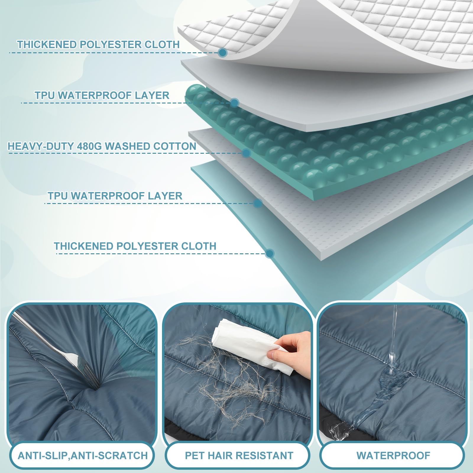 Suzile Outdoor Travel Dog Bed Waterproof Camping Dog Beds Washable And Portable Travel Pet Mat With Carry Bag For Large/Medium P