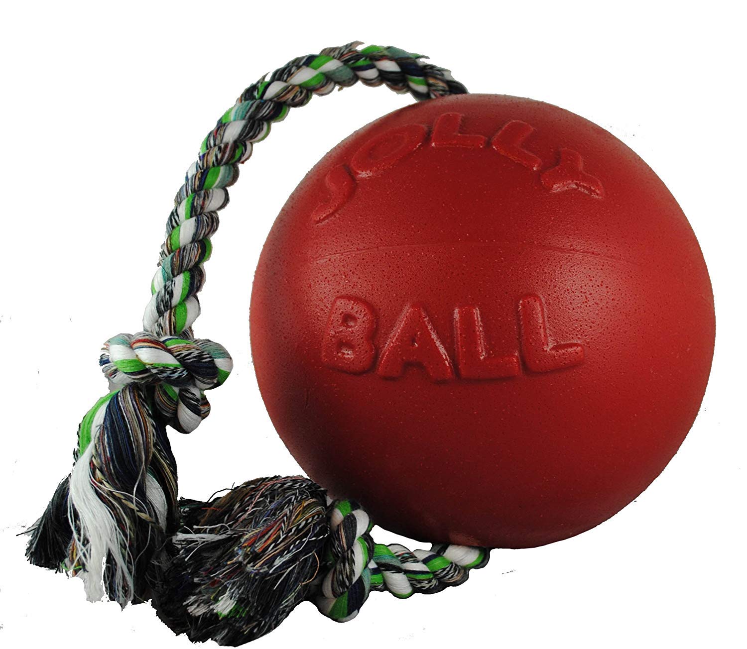 Jolly Pets Romp-N-Roll Rope And Ball Dog Toy, 8 Inches/Large, Red (608 Rd)