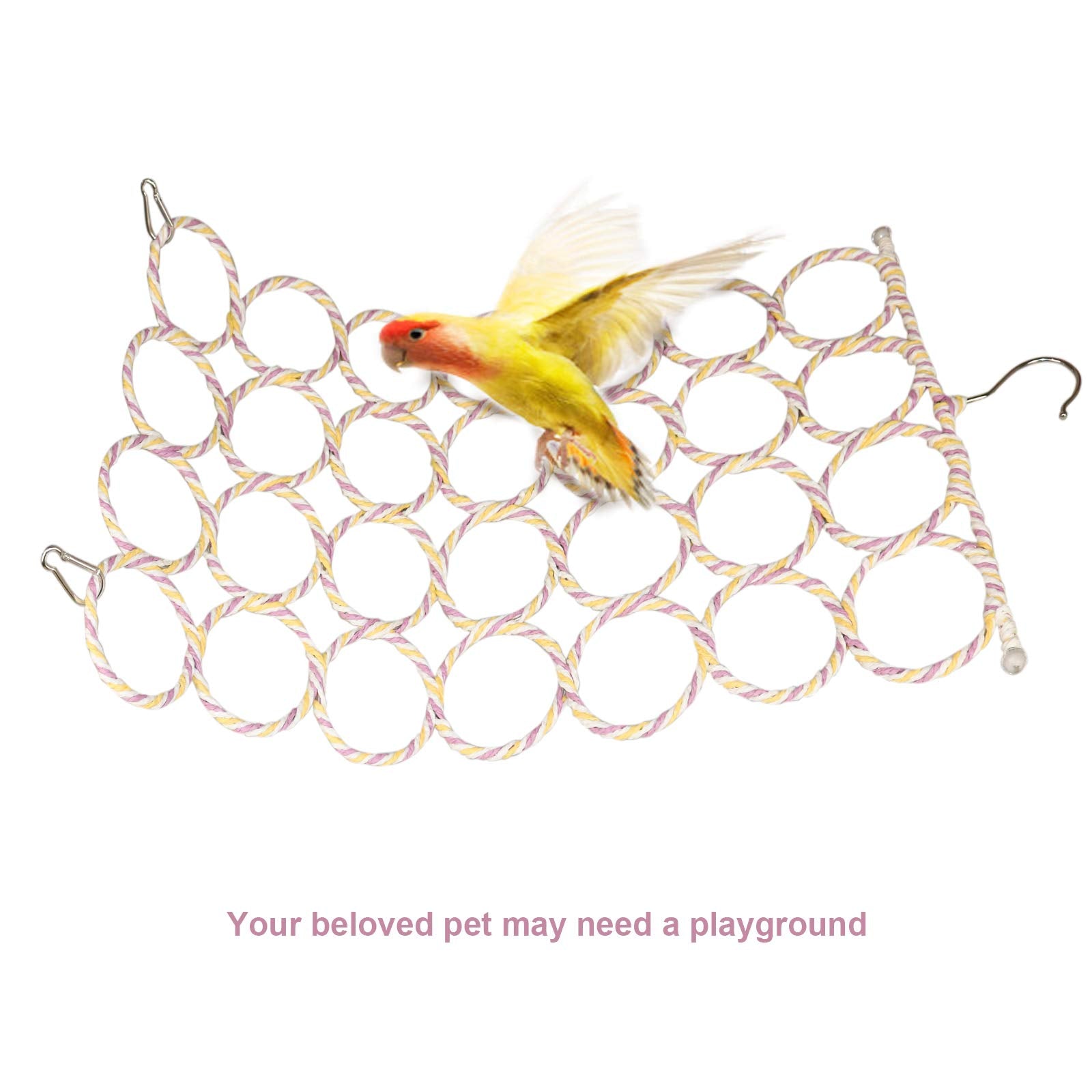 2 Packs Parrot Swing Hanging Toys, Bird Climbing Rope Net Ladders Small Medium Pet Activity Toy Suitable For Parakeet,Cockatiel,