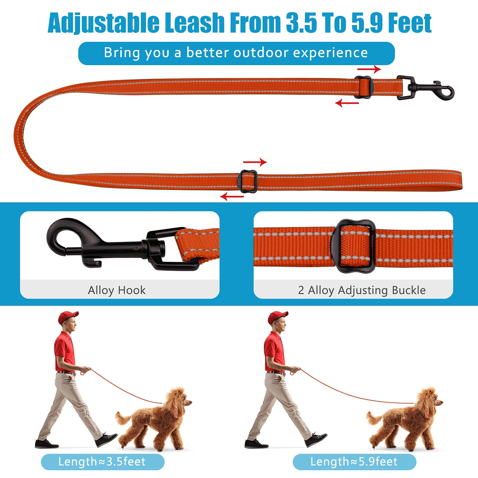 Martingale Dog Collar And Leash Set Martingale Collars For Dogs Reflective Martingale Collar For Small Medium Large Dogs(Orange&L)
