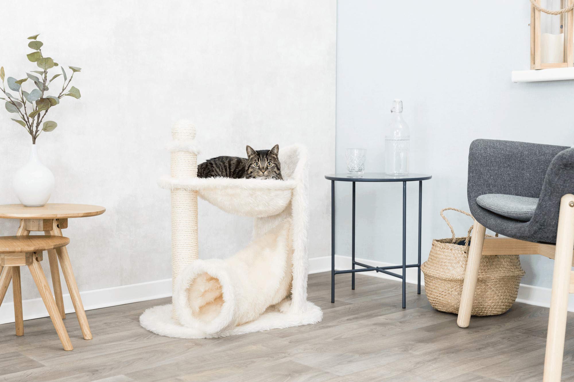 TRIXIE Gandia Cat Tree, Medium Plush, Cream, Model 44551