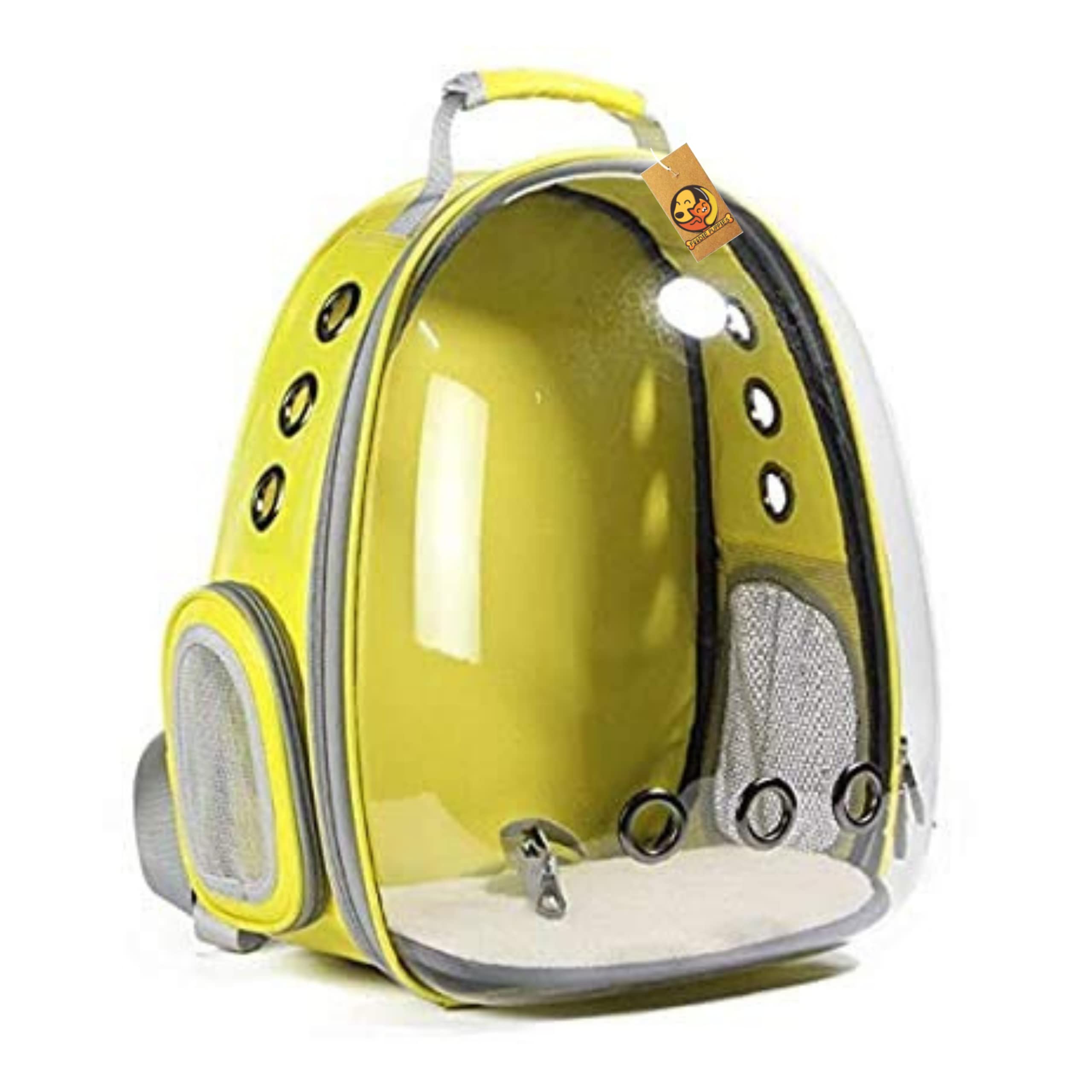 Foodie Puppies Cat Carrier Bag Astronaut Transparent Backpack For Travel, Hiking And Outdoor (Yellow) (40 X 35 X 24 Cm) | Airlin