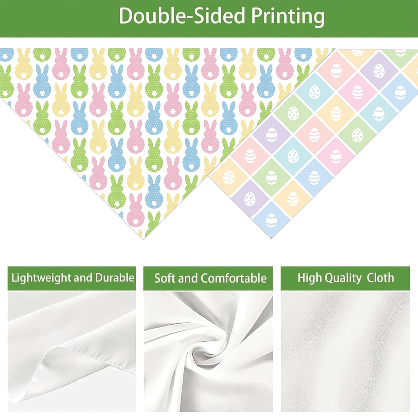 Easter Dog Bandanas Puppy Scarf - Easter Eggs Pees Bunny Dog Outfits - 2 Pcs Adjustable Triangle Double-Layer Reversible Pet Ban