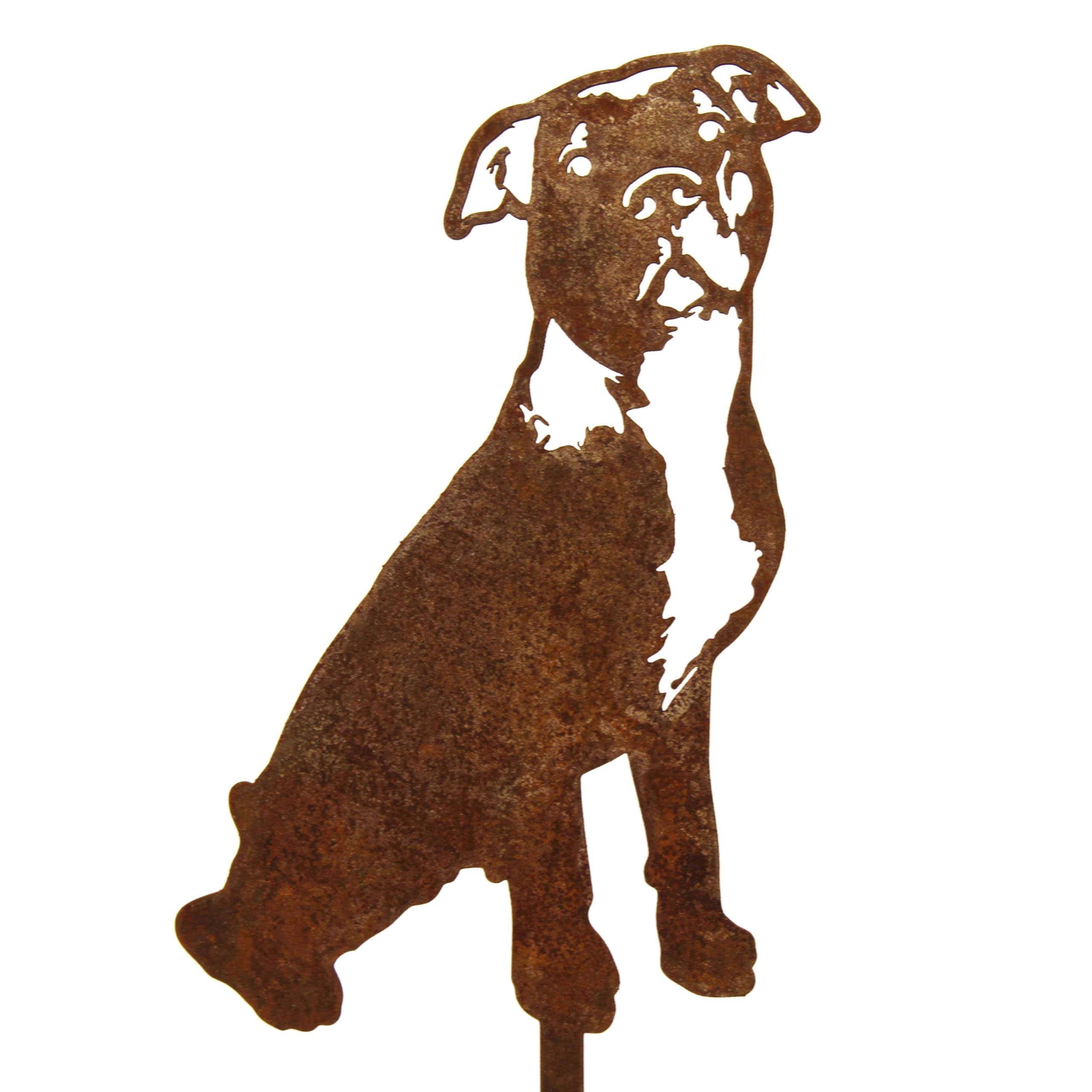 My Metal Rescue Corten Steel American Pit Bull Terrier Dog Silhouette Yard Stake (Small)