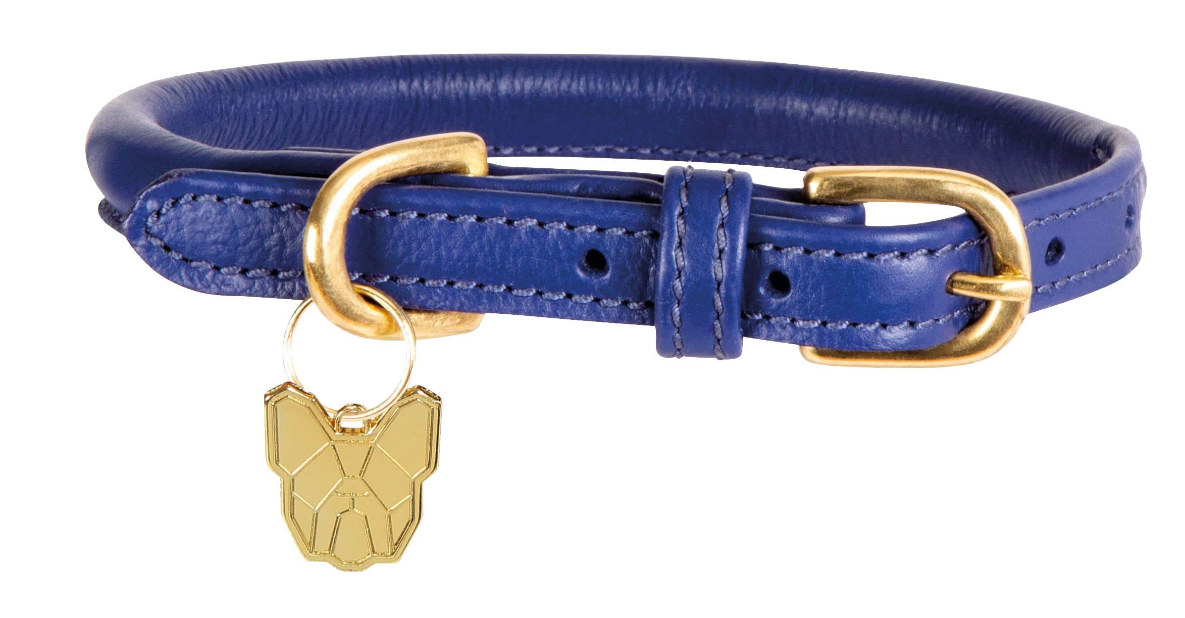 Digby & Fox Rolled Leather Dog Collar (Small, Navy)