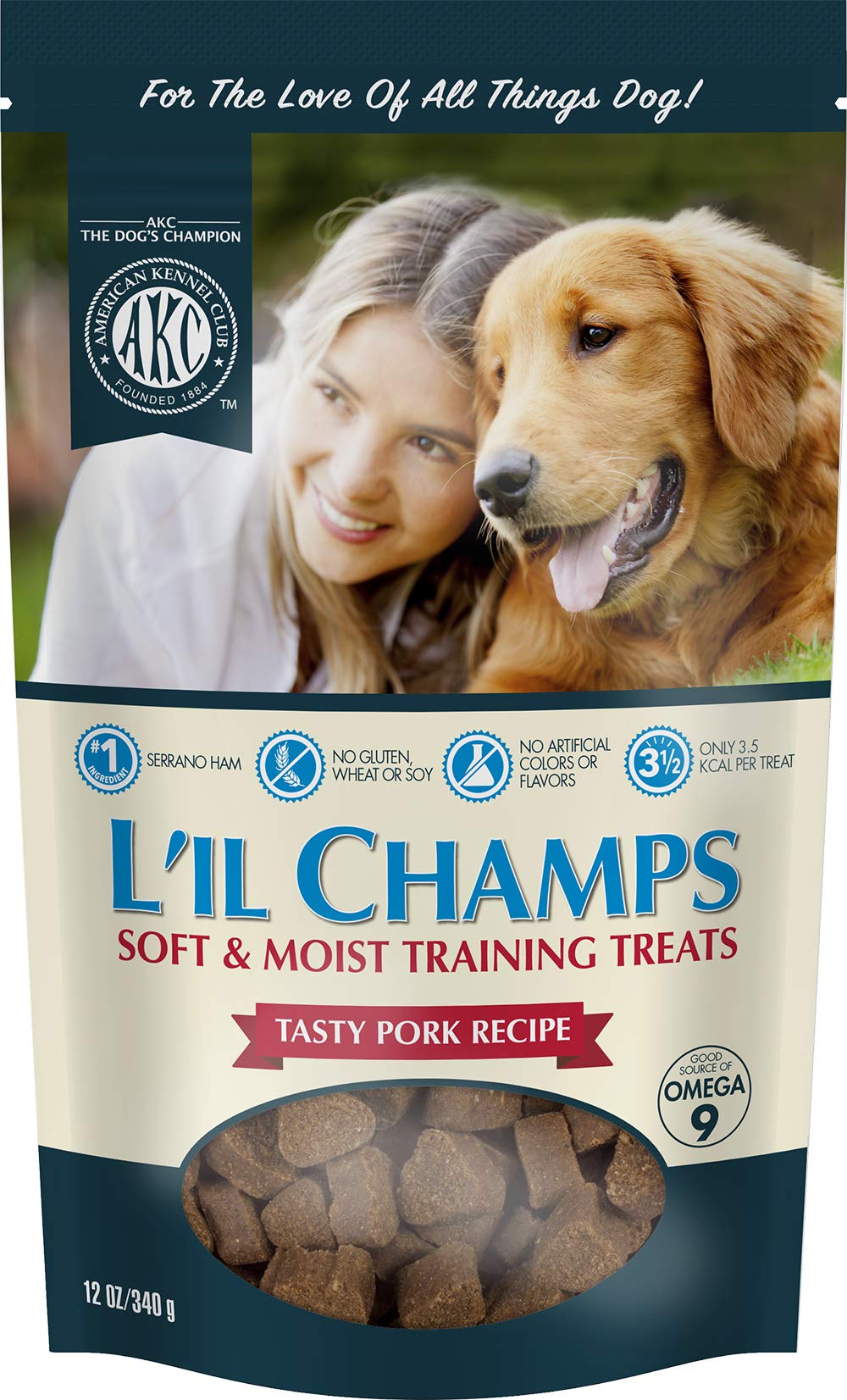 Pet Brands American Kennel Club Lil Champs Soft & Moist Training Treats, Pork Flavor, All Breed Sizes, 12 Ounces