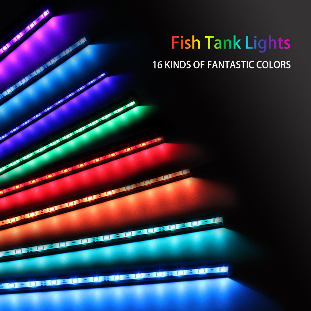 Szminiled Submersible Aquarium Light, Fish Tank Light With Air Bubble Hole, Rgb Color Changing Brightness Adjustable Ip68 Waterproof Remote Control Led Light For Aquarium Fish Tank 35 Inch