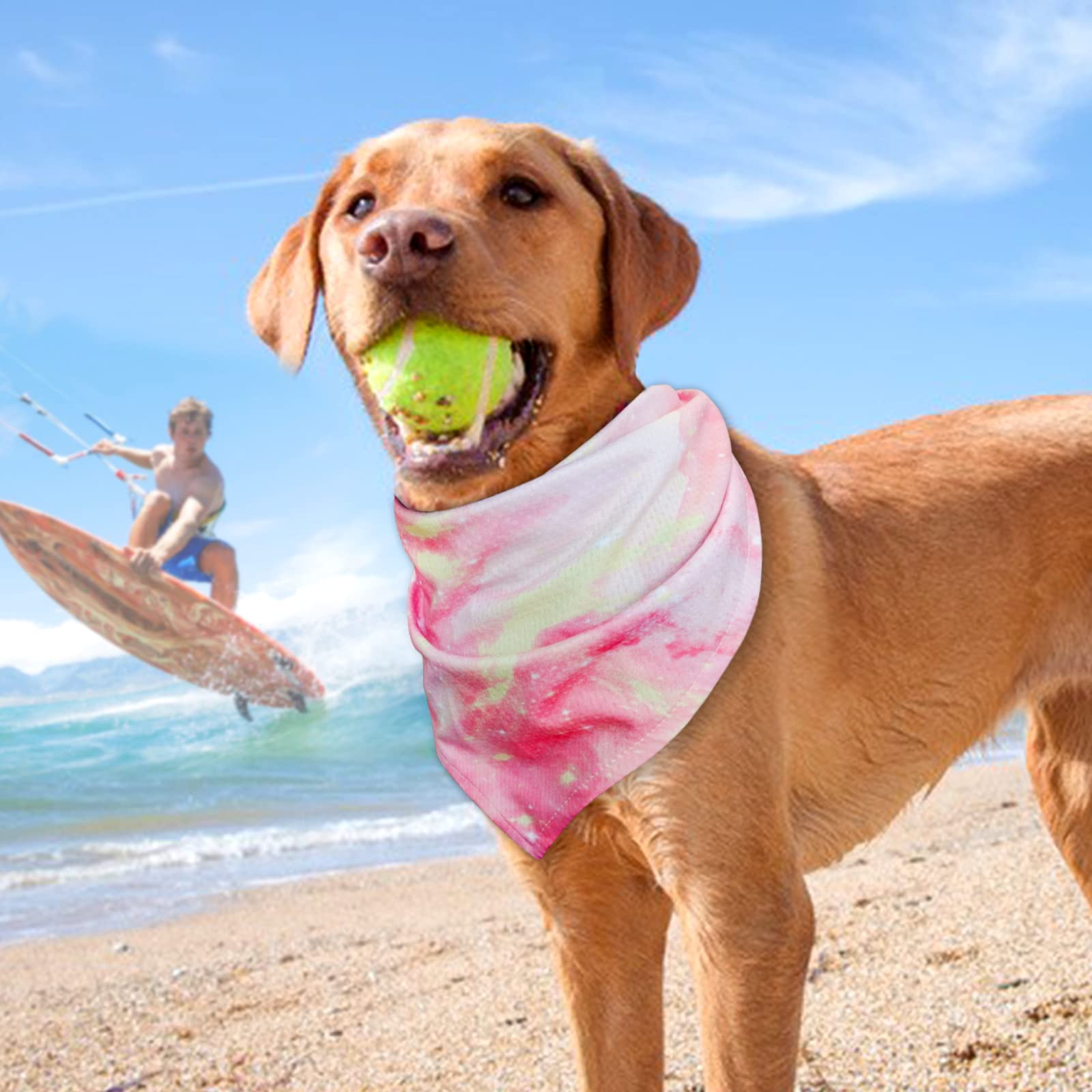 Cyeollo 2 Pack Dog Cooling Bandanas Pink Stripe Chill Out Pet Cooling Bandana Summer Breathable Doggie Scarf For Small Medium La