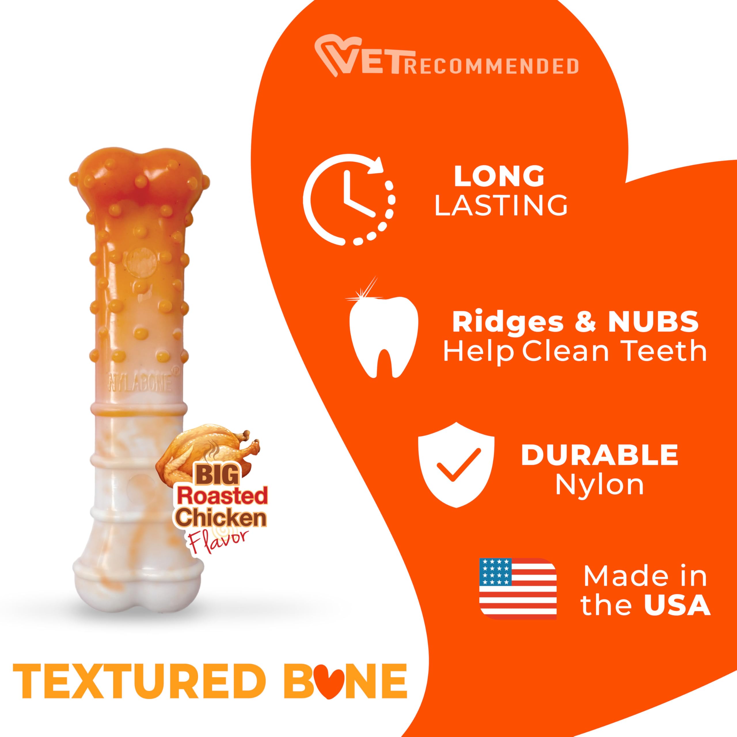 Nylabone Limited Edition 70th Birthday Textured Bone Power Chew Toy for Dogs, Durable & Tough Dog Toys for Aggressive Chewers, R
