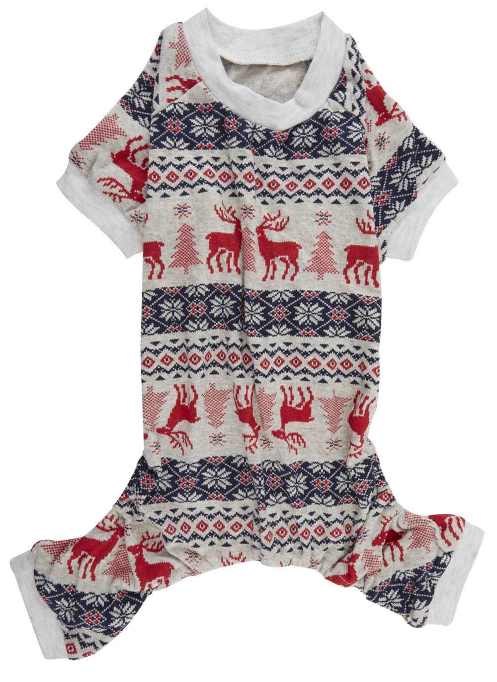 Lanyarco Xmas Grey Red Clothes Cotton Pet Dog Pajamas Jumpshit For Pets Dog Pajamas 16' Medium