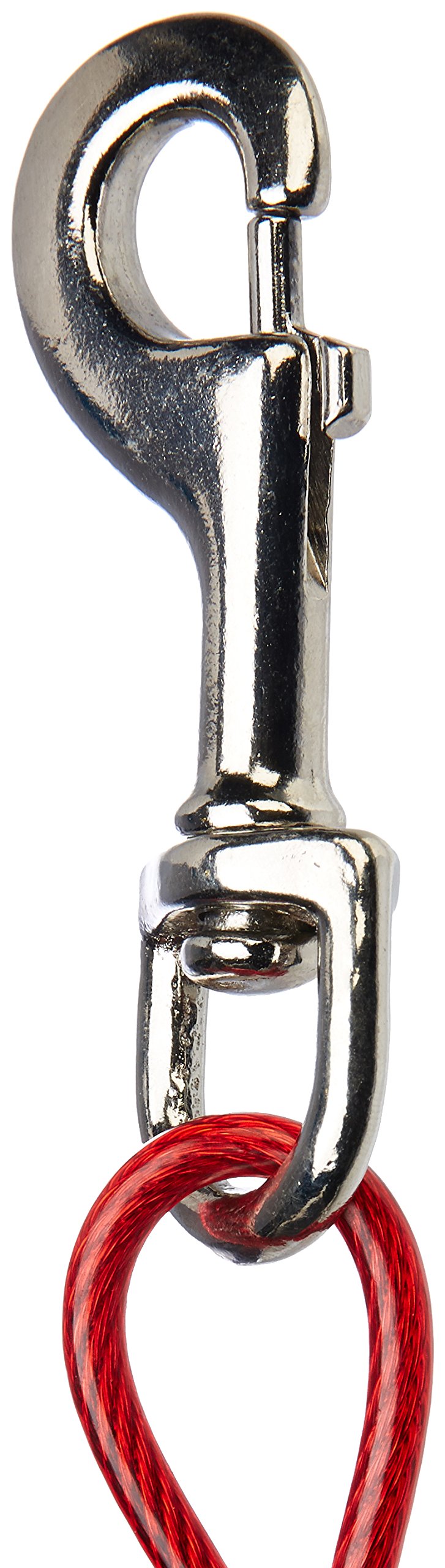 Amazon Basics Tie-Out Cable for Dogs, 30 Feet, Alloy Steel, Red, Model 30125-APL, Supports Dogs up to 56.7kg