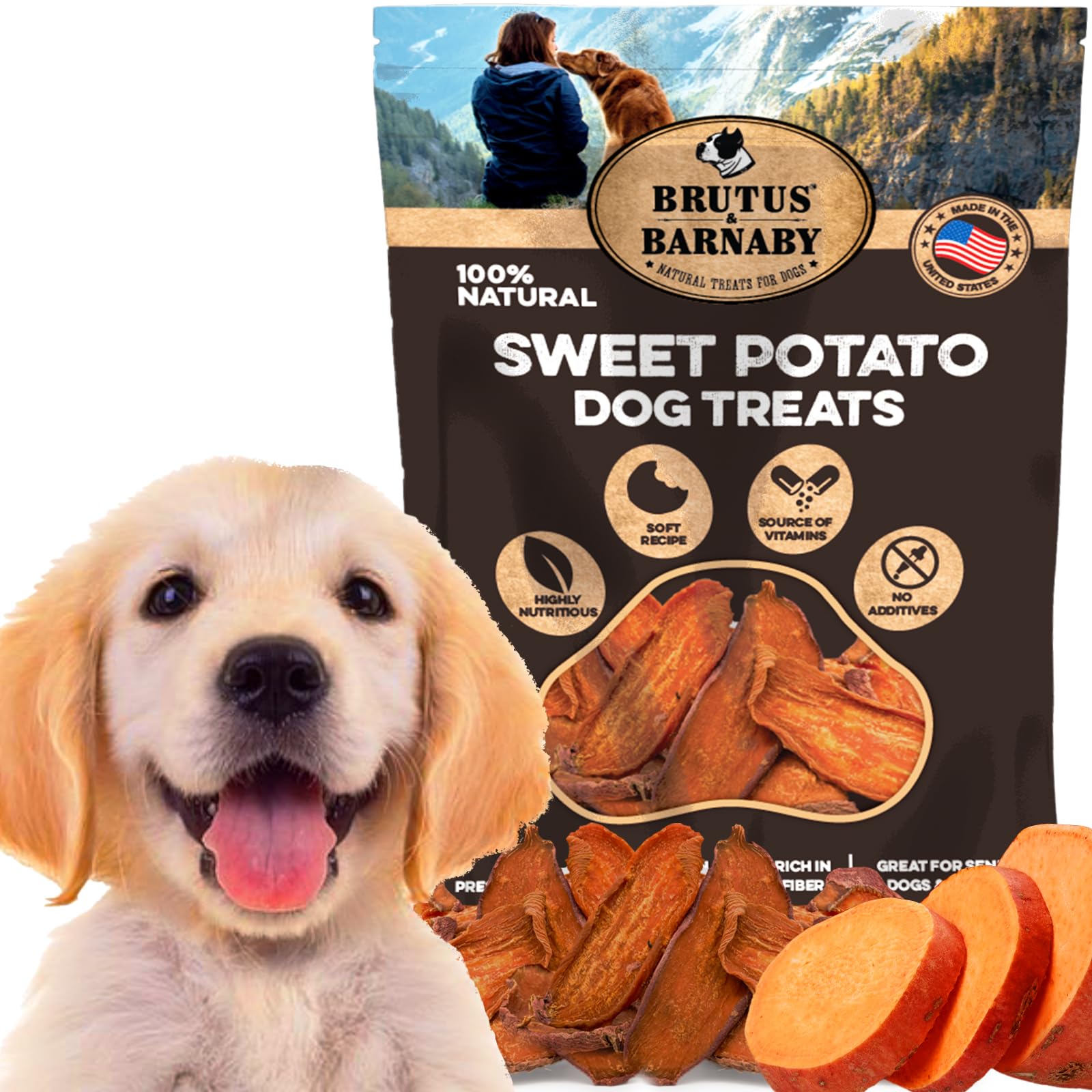 Sweet Potato Slices For Dogs - Soft & Chewy - Single Ingredient Dog Treats, Healthy 100% Natural Sweet Potato Dog Treats With No