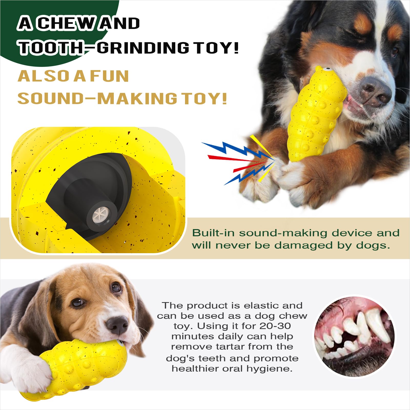 Tlkng Dog Chew Toys For Aggressive Chewers Indestructible Tough Enduring Squeaky Interactive Puppy Fun Teeth Toothbrush Doggie T