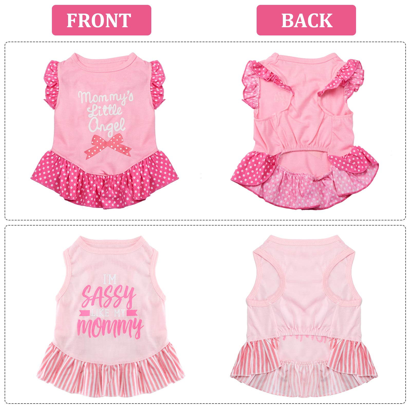 Weewooday 4 Pieces Pet Dress Shirt Cute Dog Sundress Printed Dog Princess Dress Puppy Summer Apparel Clothes Pet Skirt Shirt With Ruffles Cloth For Small Dogs Cats Puppy(M)