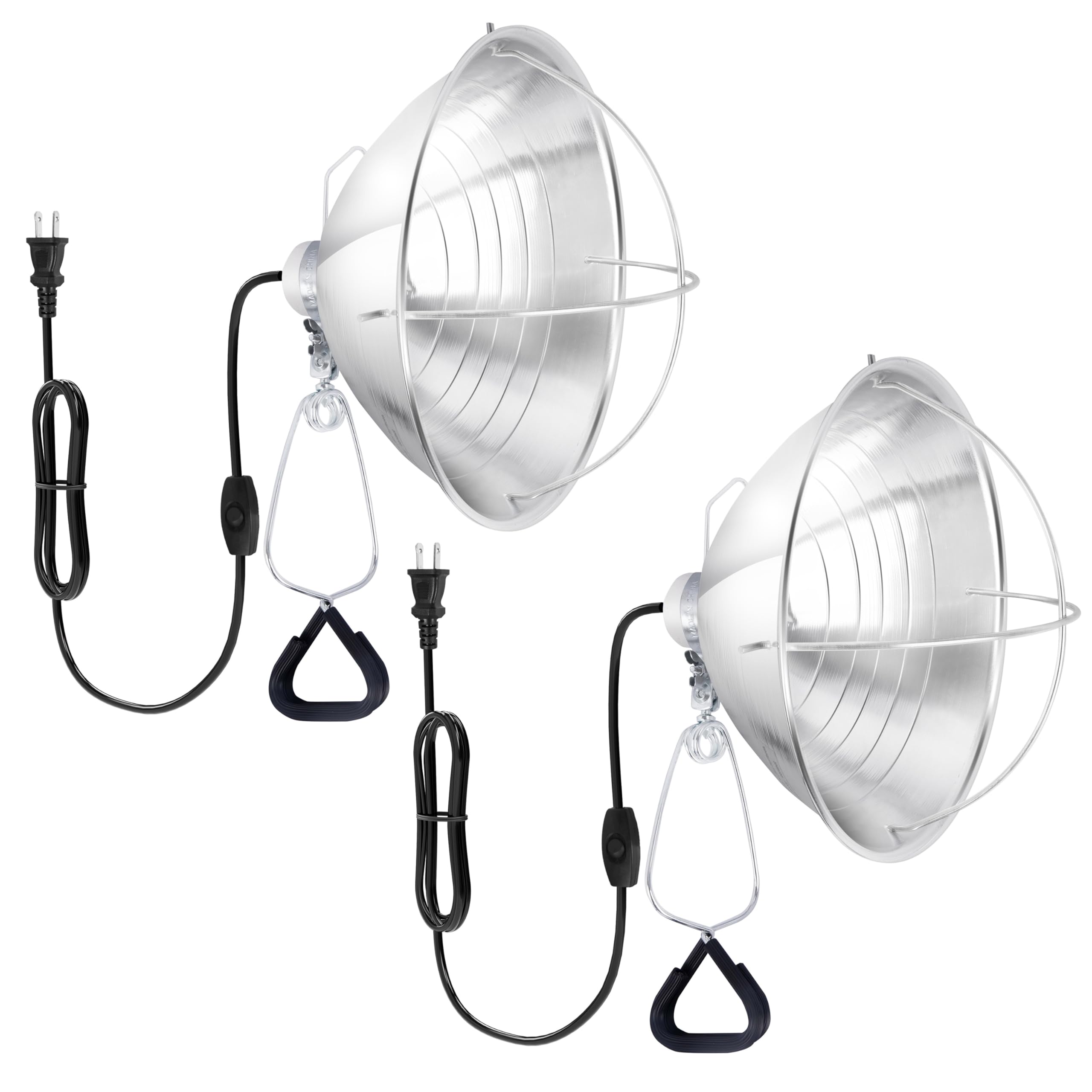 Healsmart 10.5'' Clamp Light Socket And Bulb Guard, 250-Watt Maximum With 6 Feet 18/2 Spt-2 Cord, Aluminum Reflector E26 (No Bul