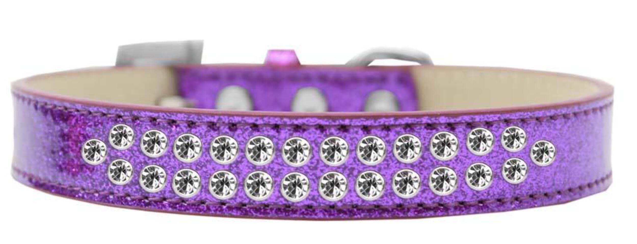 Dog, Puppy & Pet Ice Cream Collar, Two Row Clear Crystal Rimsets Gold 12