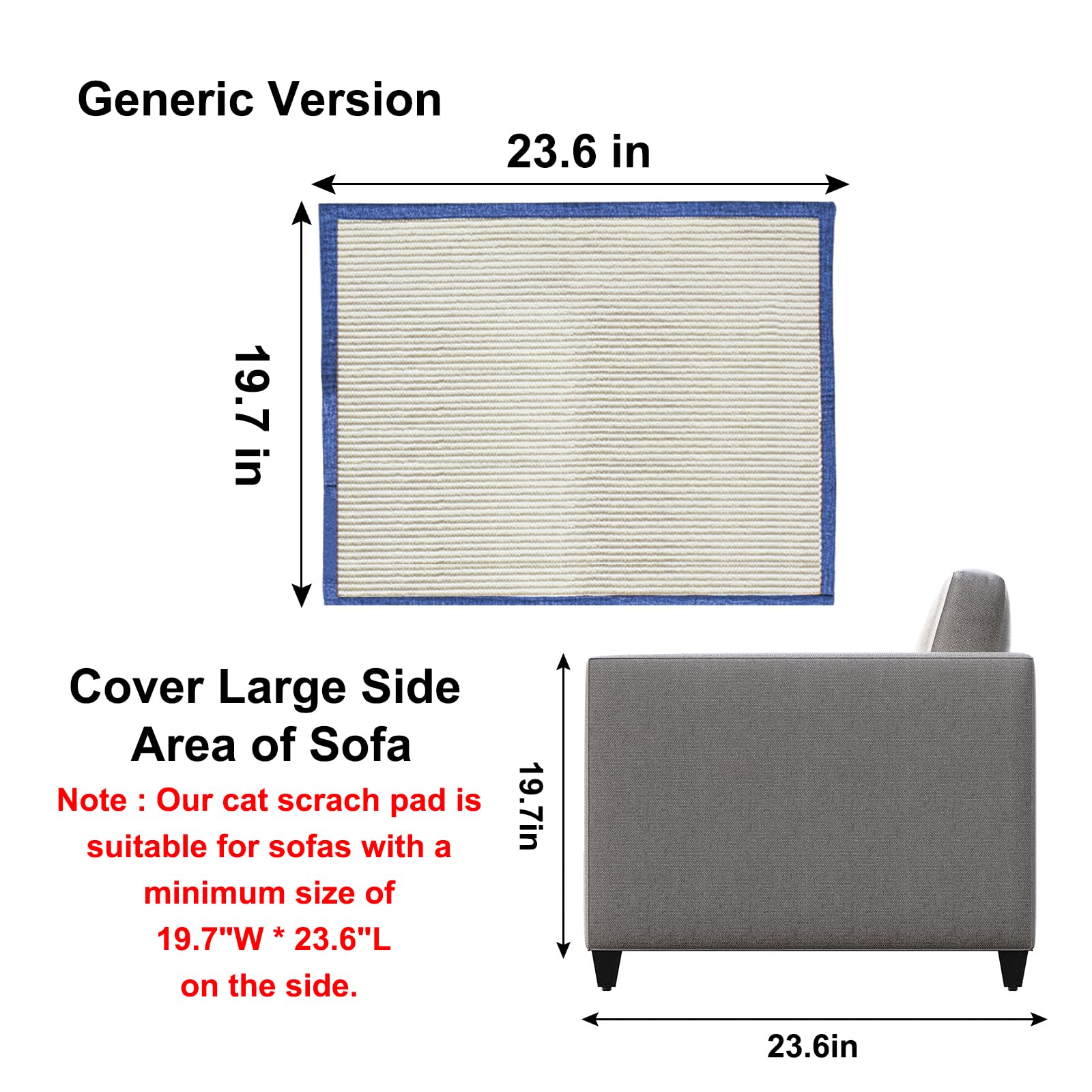 Cat Scratch Furniture Protector With Natural Sisal For Protecting Couch Sofa Chair Furniture (Dark Blue, Right Hand)