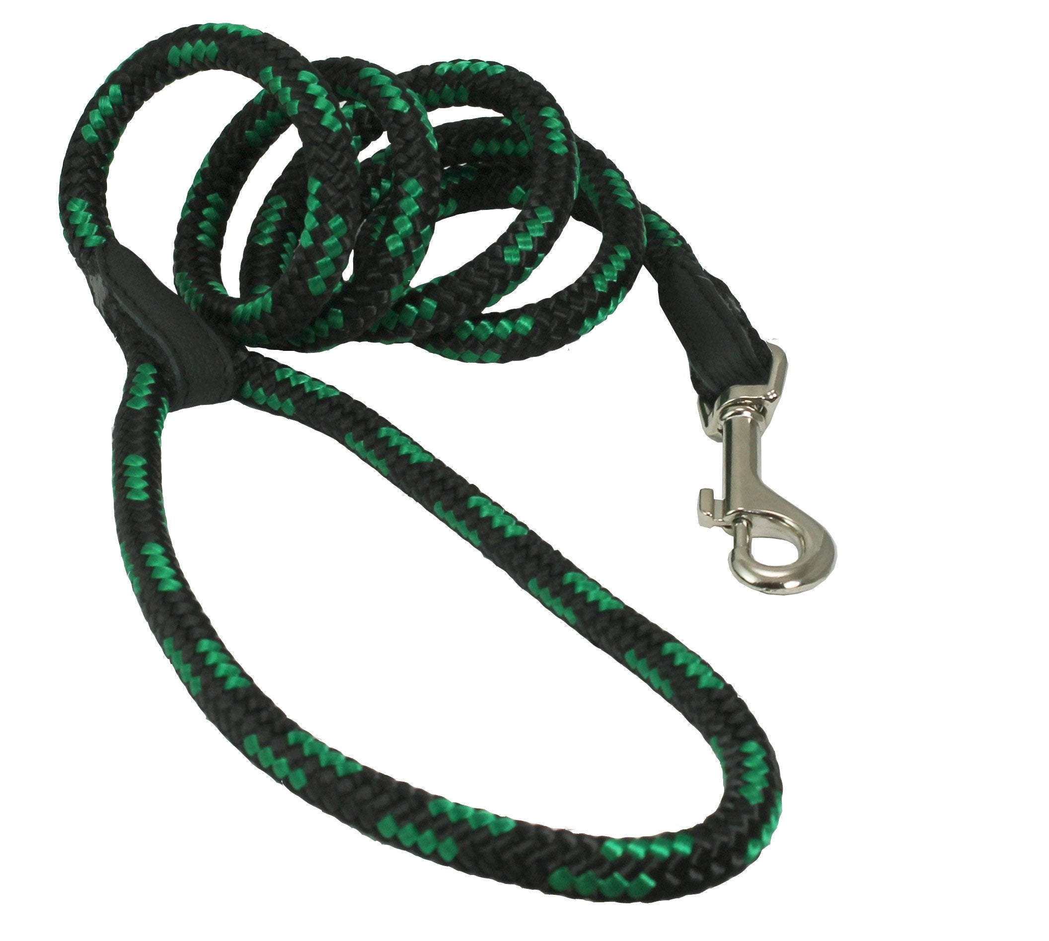 Dogs My Love 6Ft Long Braided Rope Dog Leash Green With Black 6 Sizes (Xsmall: 6Ft Long; 0.25' Diam (6Mm))
