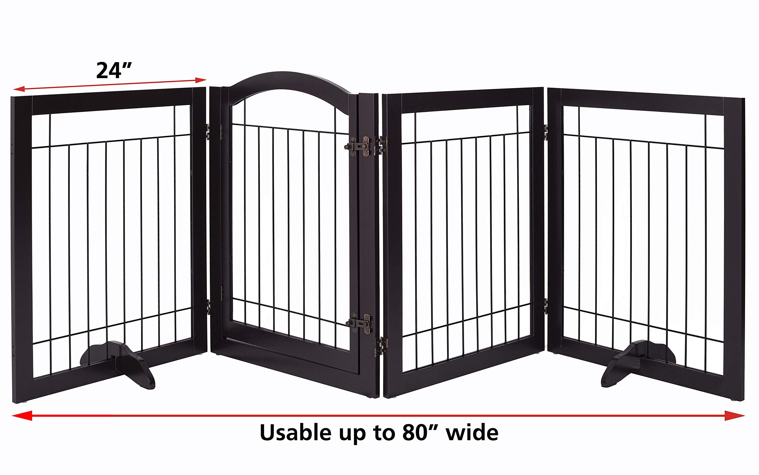 SPIRICH 96-inch Extra Wide 30-inches Tall Dog Gate with Door Walk Through, Freestanding Wire Pet Gate for The House, Doorway, St