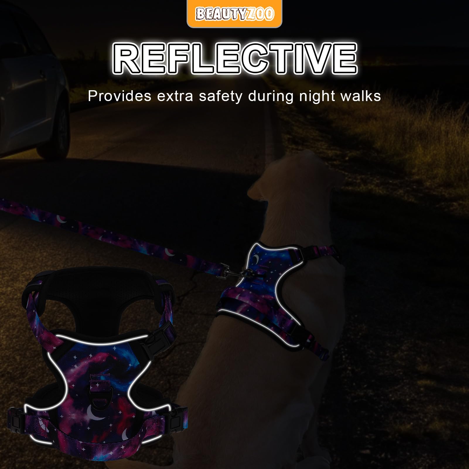 Beautyzoo No Pull Dog Harness Small, Adjustable Dog Harness And Leash Set -Easy Wearing With 3 Buckles/Control Handle,No Choke S