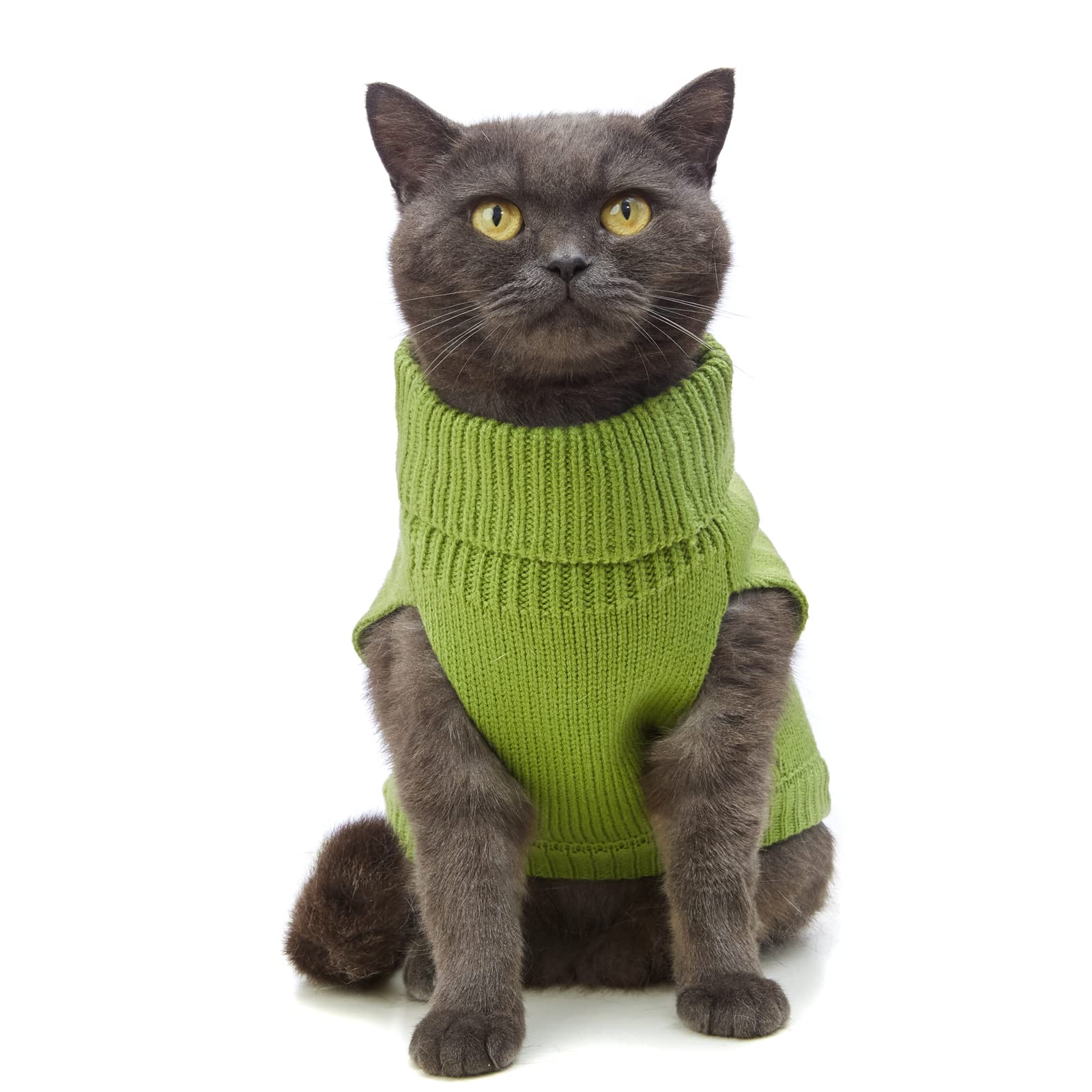 Jnancun Cat Sweater Keep Your Pets Cozy, 16 Color Turtleneck Knitted Sleeveless Dog Sweater, Winter Outfits For Cats & Small Dog