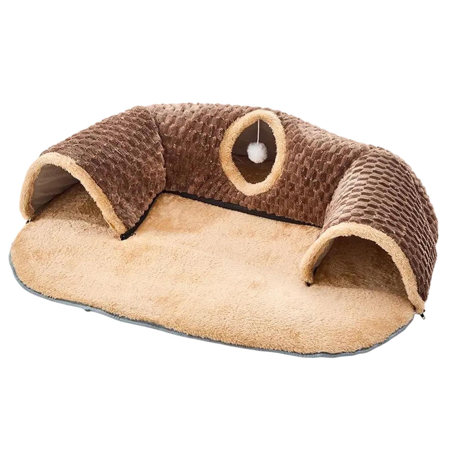 Calandis Cat Activity Center Hideout 2 In 1 Cat Tunnel Bed For Rabbit Hamster Outdoor Brown M | Toys | Cat Supplies
