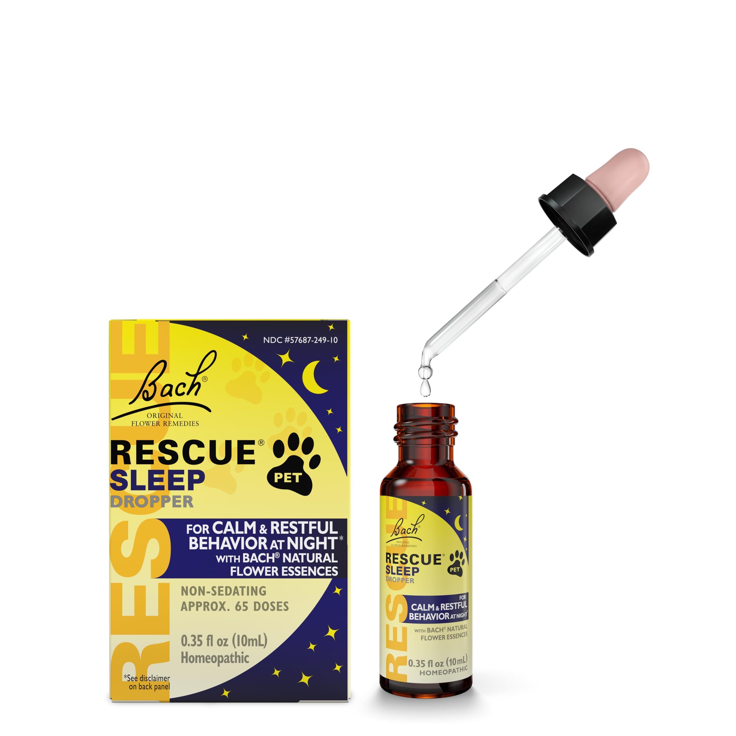 RESCUE Bach PET Sleep Dropper 10mL, Sleep Aid for Dogs & Cats, No Melatonin, Stress Relief, Calms Anxiousness, Homeopathic, Flow