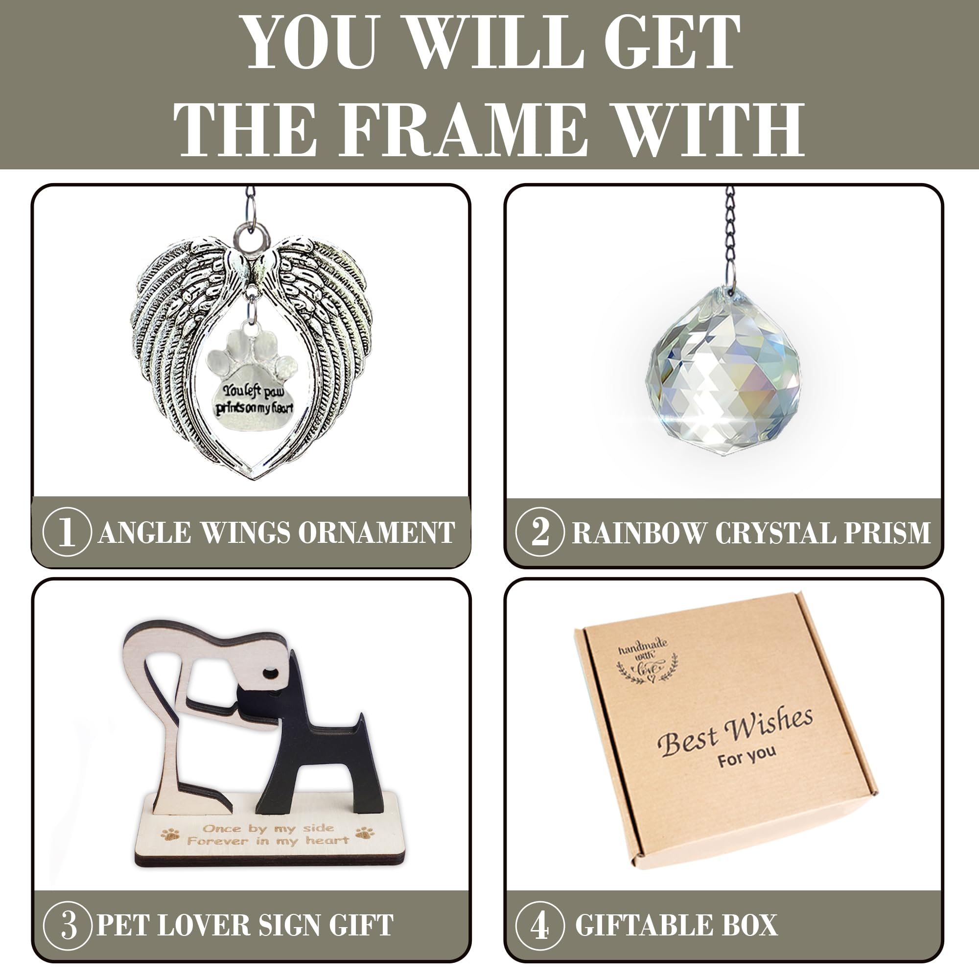 Pet Memorial Picture Frame For Loss Of Dog Cat Wooden Rotating Frame Fit For 4X6 Photo Sympathy Gifts For Pet Animal Lovers In M