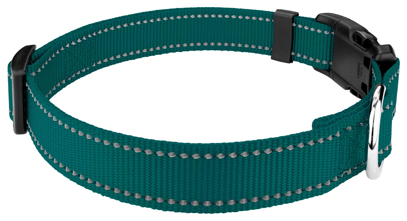 Country Brook Petz - 1 Inch Deluxe Teal Reflective Nylon Dog Collar - Medium