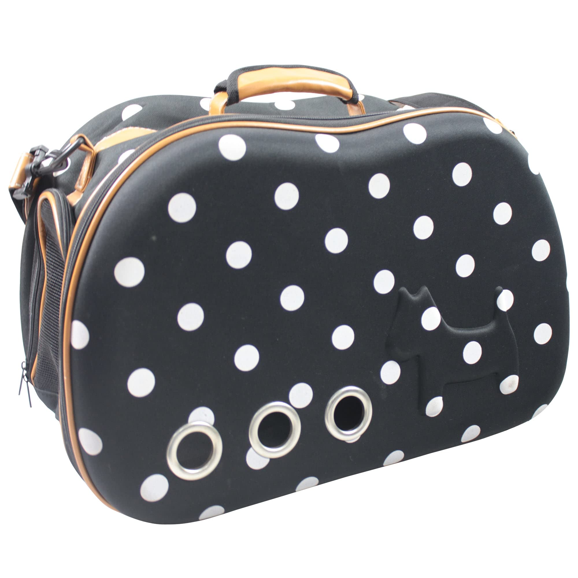 Pet Life Dotted Venta-Shell Perforated Designer Military Grade Travel Pet Carrier - Collapsible and Folding Airline Dog Carrier with Included Shoulder Straps