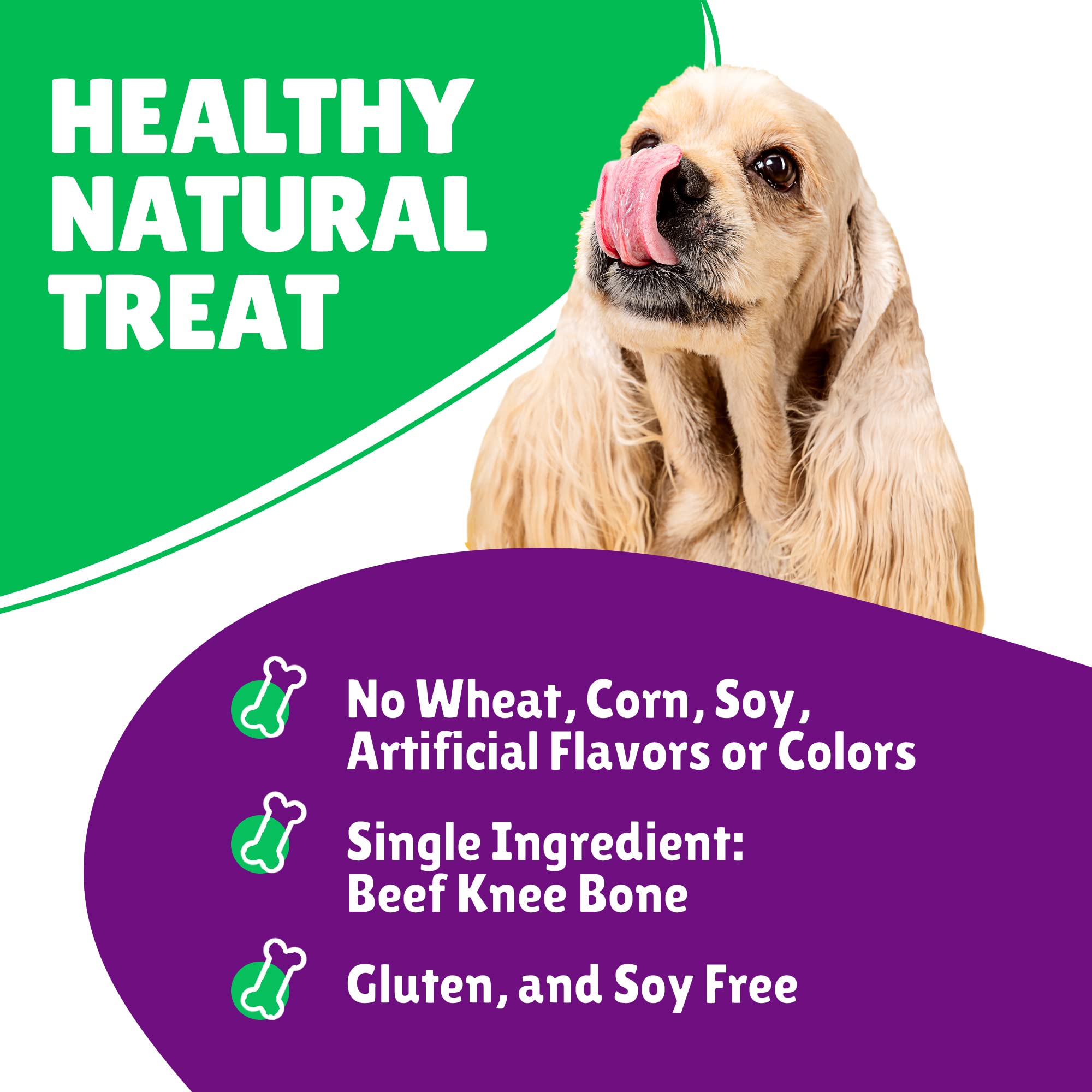 Lively Tails Dog Bones for Aggressive Chewers, Knee Caps for Dogs, Beef Bones for Large Dogs, Medium, and Small, Long Lasting Kn