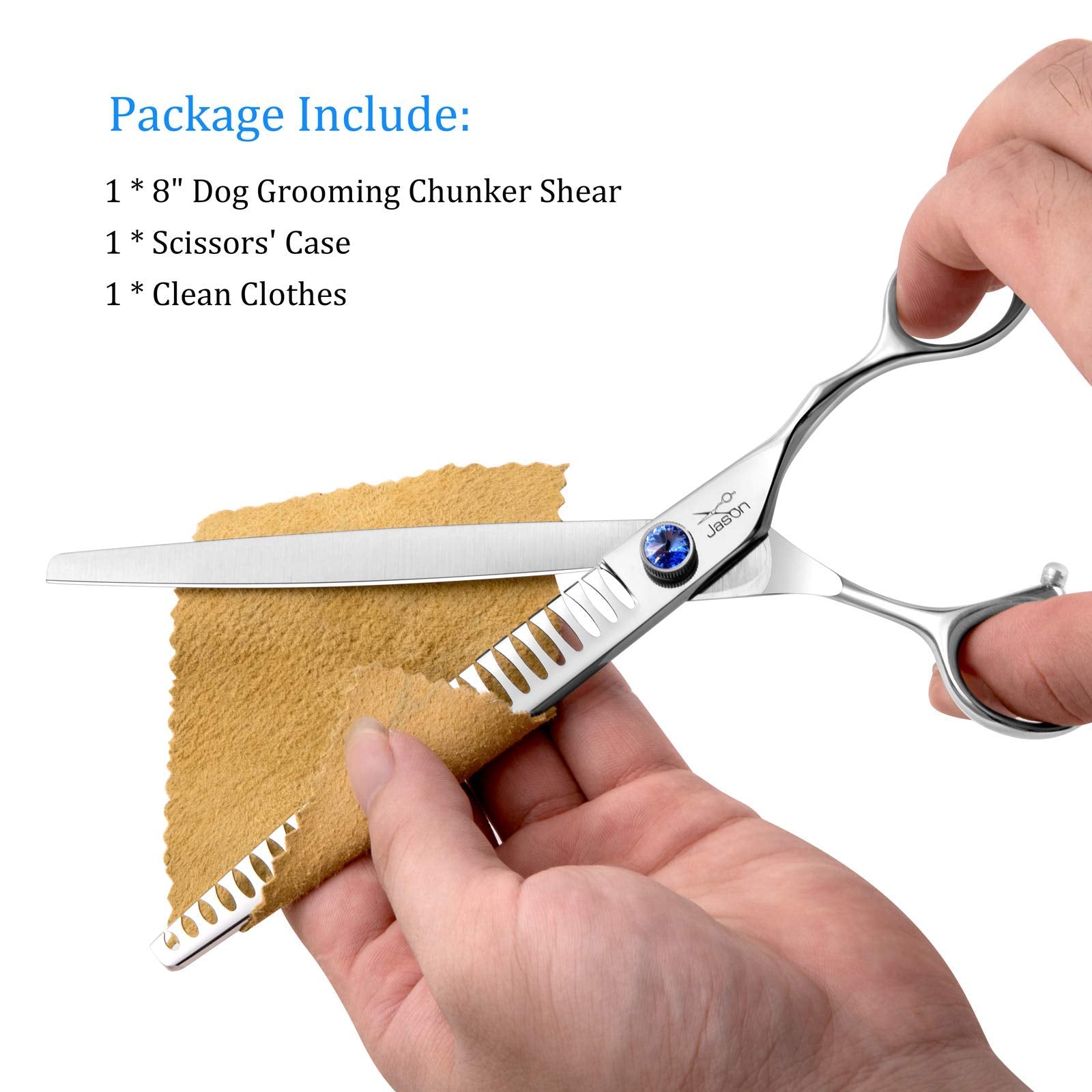 Jason 8'' 26 Tooth Chunkers Shears For Dogs Ergonomic Cats Grooming Scissors Texturizing Blending Thinning Shear Pets Trimming K