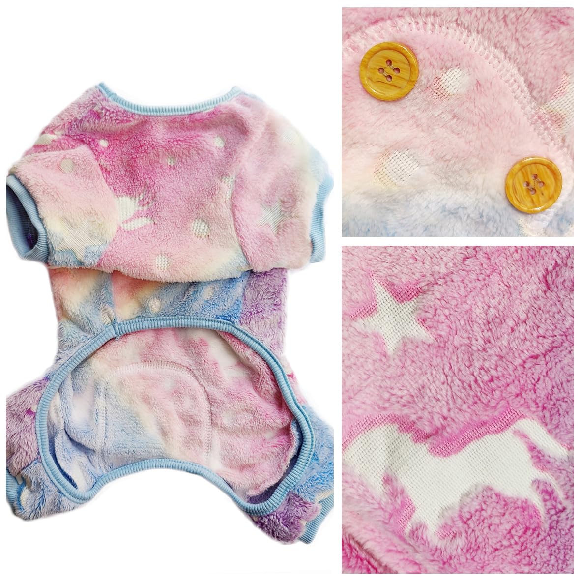 Maigllra Plush Dog Pajamas Glow In The Dark Dog Jumpsuit 4 Legged Onesie For Small Medium Large Dog, Unicorn L