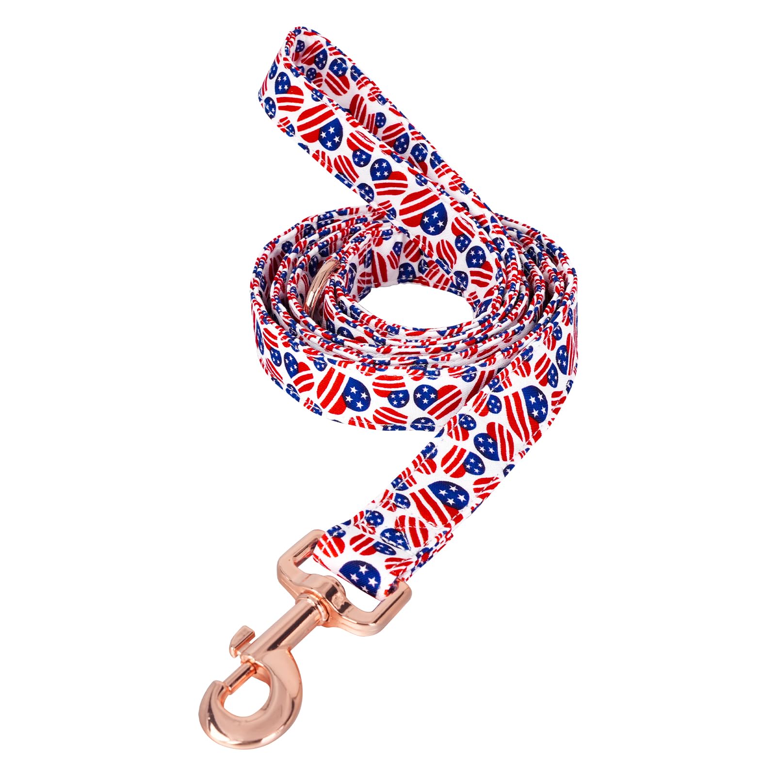 Tunkoo American Flag Dog Leash Super Cute Heart, Durable And Stylish Pet Leash With Metal Buckle, Available In Small, Medium, La