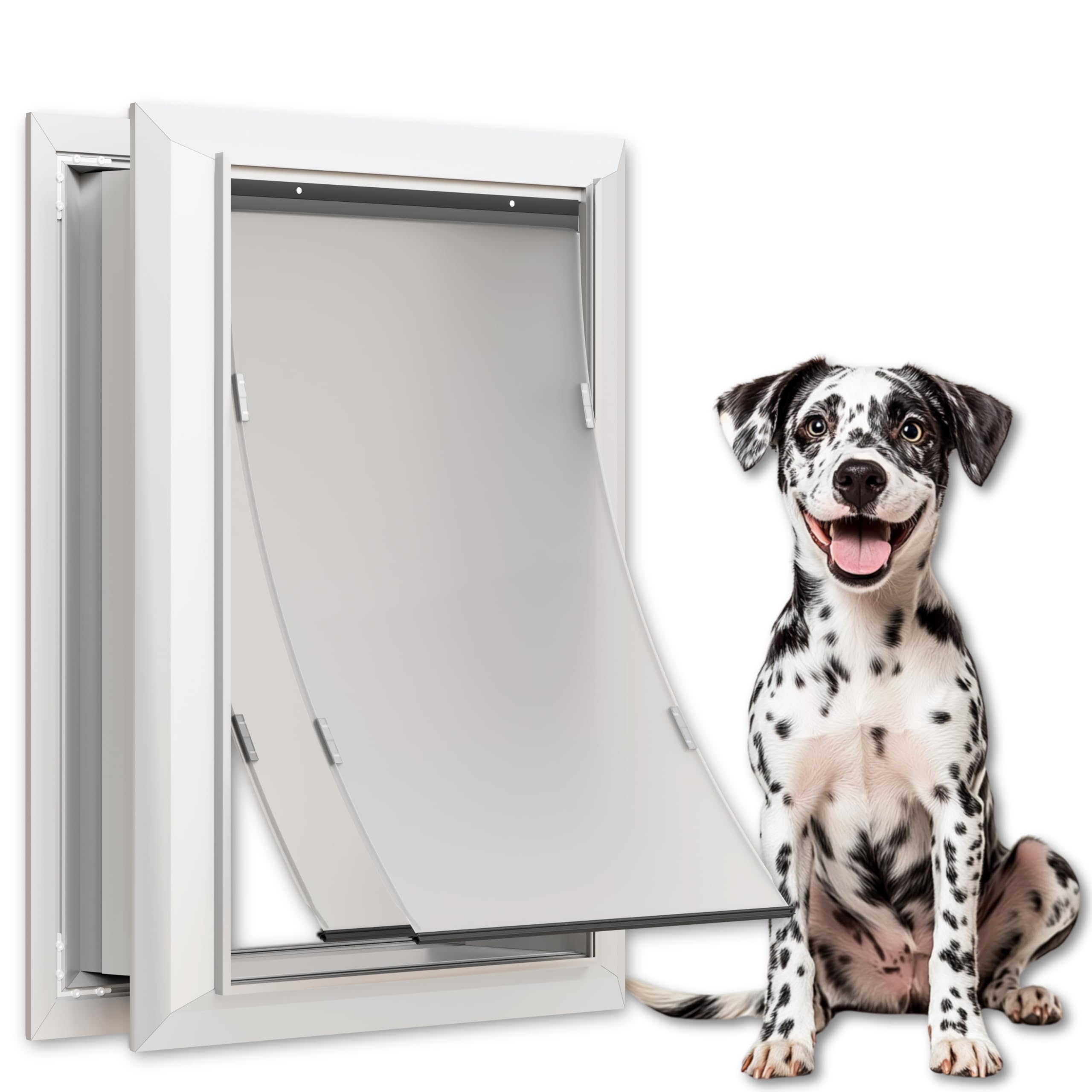 Large Dog Door For Exterior Doors, Cutout Size 12.2''W X 18''H, Heavy Duty Double Flap For Extreme Weather, Energy-Efficient, Ea