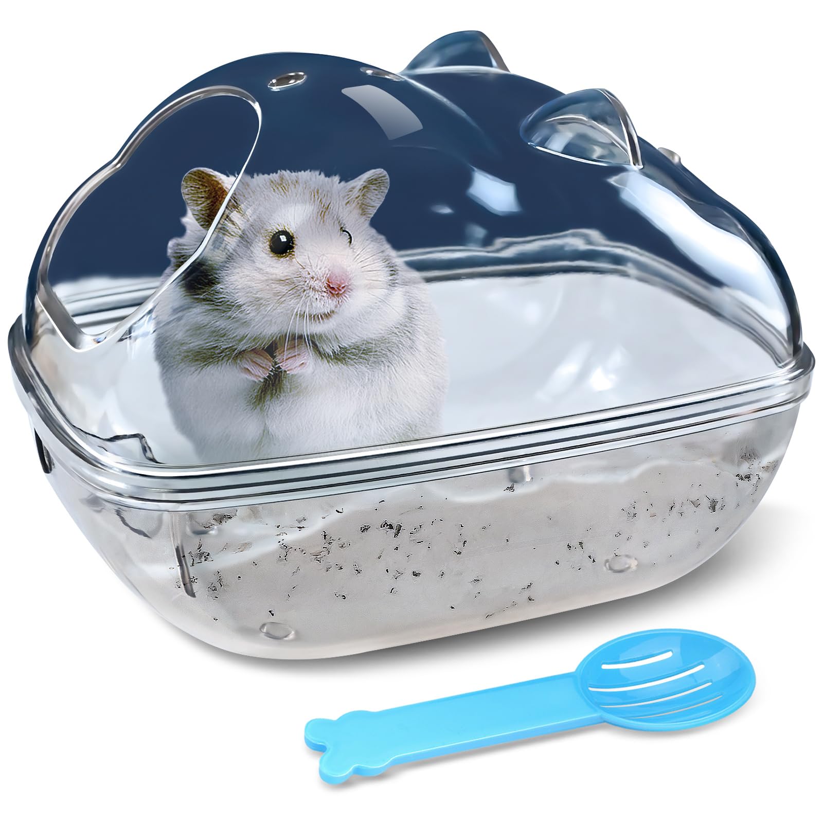 Lazyyzal Hamster Bathtub,Hamster Bathroom,Small Animal Habitat Décor,Sand Bath Container Transparent Beds,Hamster Bed,Ice Bathtub,Sleep Pad Nest,Sand Bath Box For Small Pet Animals Cage Accessories(S)