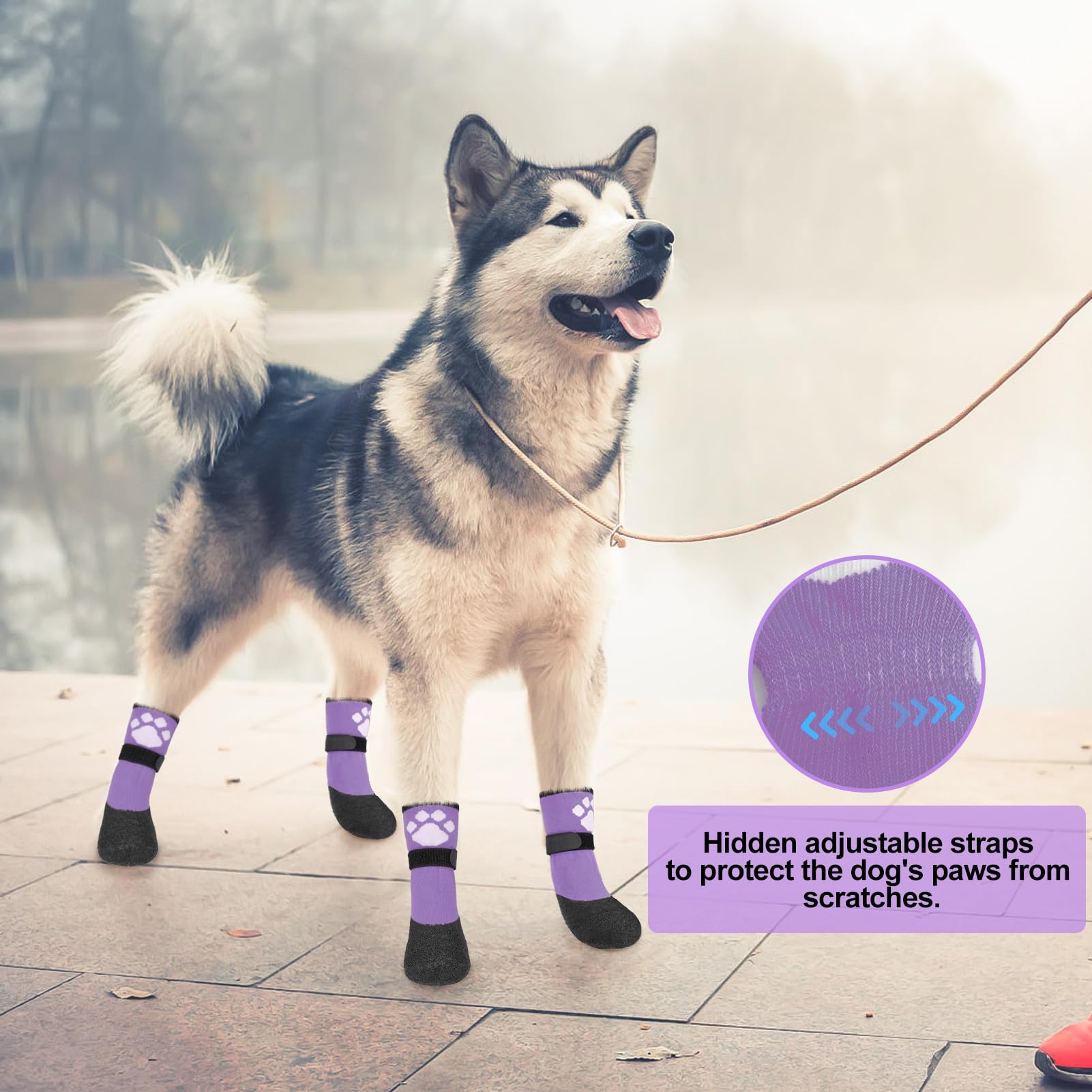 Beautyzoo Anti Slip Dog Socks Boots, Dog Shoes For Hot/Cold Pavement Snow Rain Days,Waterproof Grip Dog Booties Paw Protector Fo