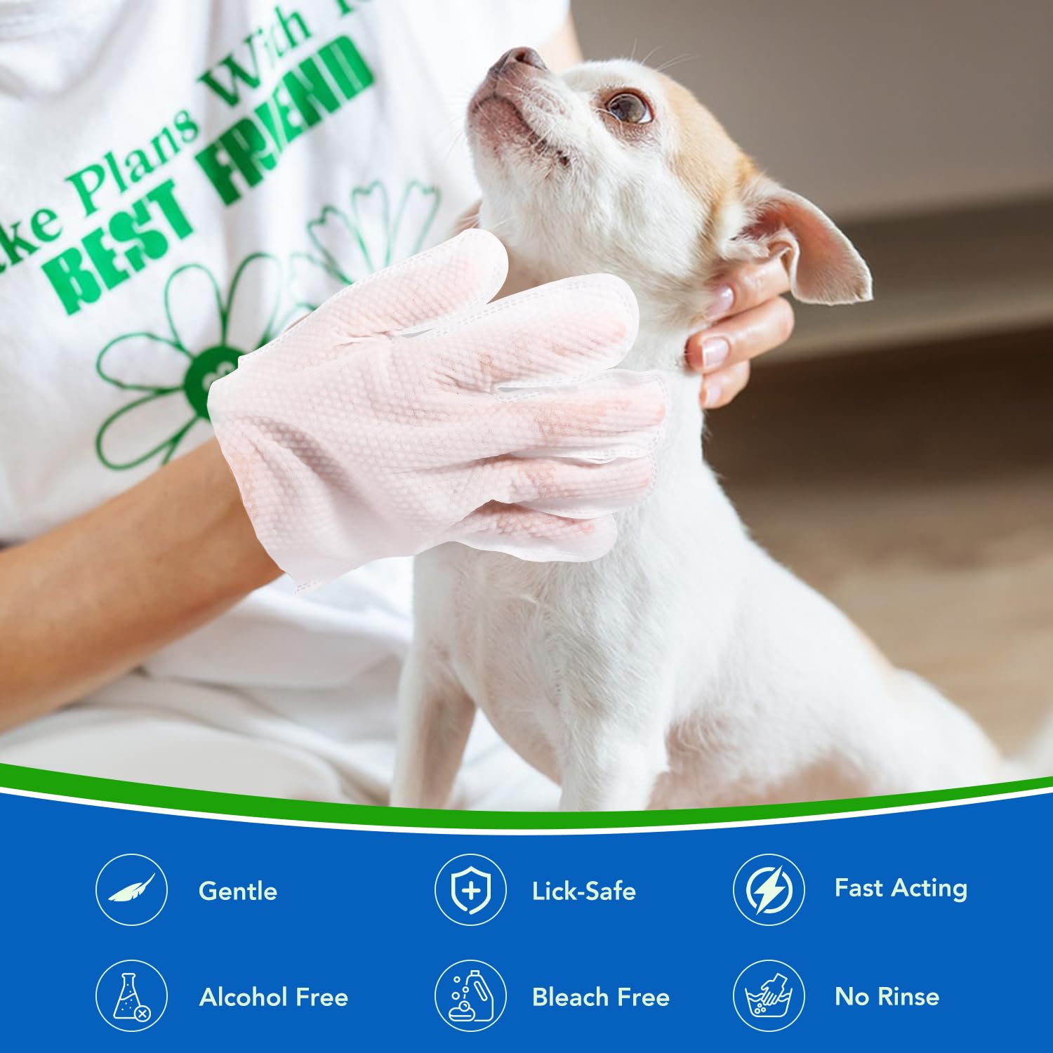 Voisen 8 Pcs Pet Glove Wipes For Dogs And Cats, Cleaning & Deodorizing Bathing Grooming Wipes,Unscented Thick Nourish Fur Glove