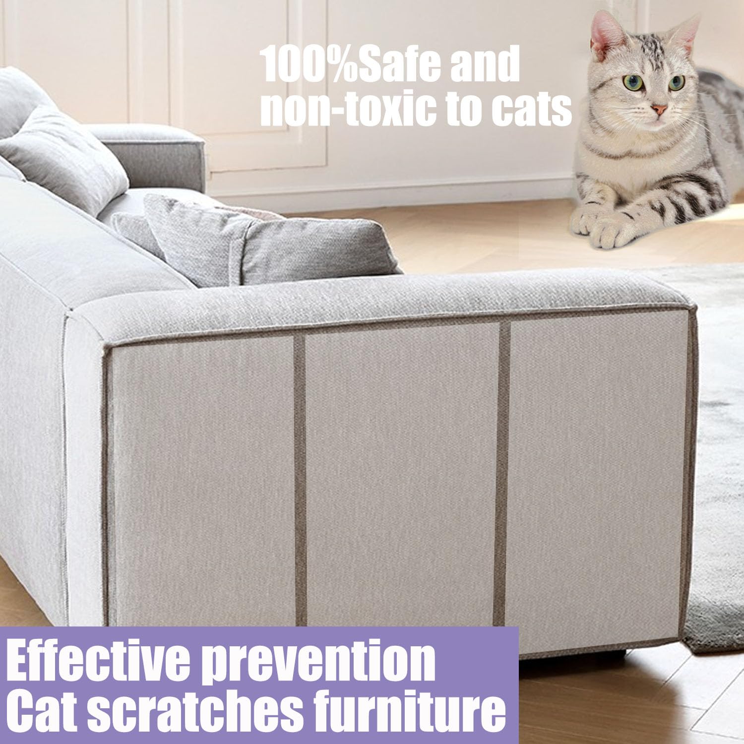 Anti Cat Scratch Tape, 3'' X 30Yds,Cat Training Tape, 100% Transparent Clear Double Sided Cat Scratch Deterrent Tape, Furniture