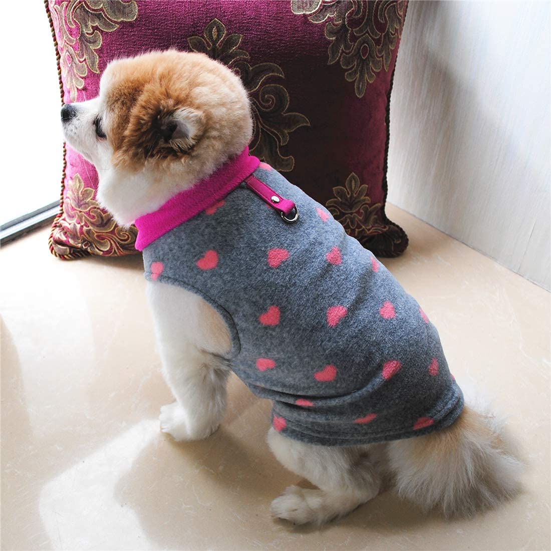Pixriy Dog Sweater, Soft Fleece Vest With Leash Ring Pullover Jacket Winter Pet Dog Clothes For Puppy Small Dog Cat Teddy Chihuahua Yorkshire For Christmas (3Xl, Grey Heart)