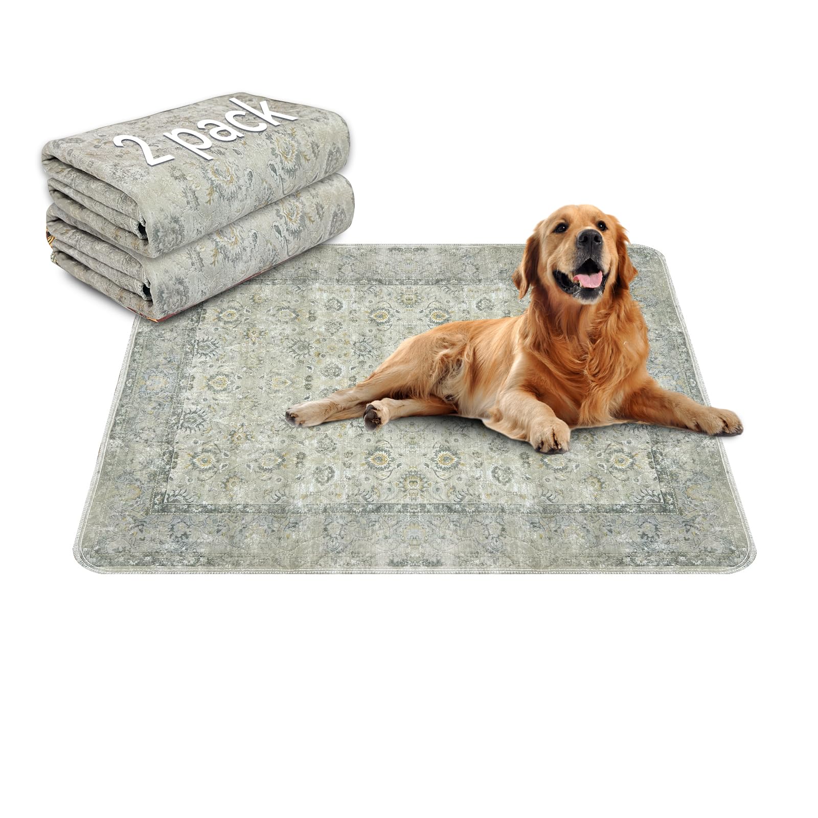 Damiroon Washable Dog Pee Pads - Reusable Absorbent Puppy Training Pads, Leakproof(36'' X41'',2 -Pack) For Indoor/Outdoor Use