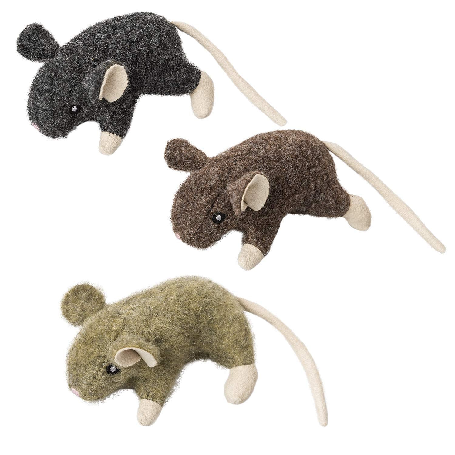 Spot 52084 3.5' Wool Mouse Willie With Catnip Cat Toy Assorted Colors
