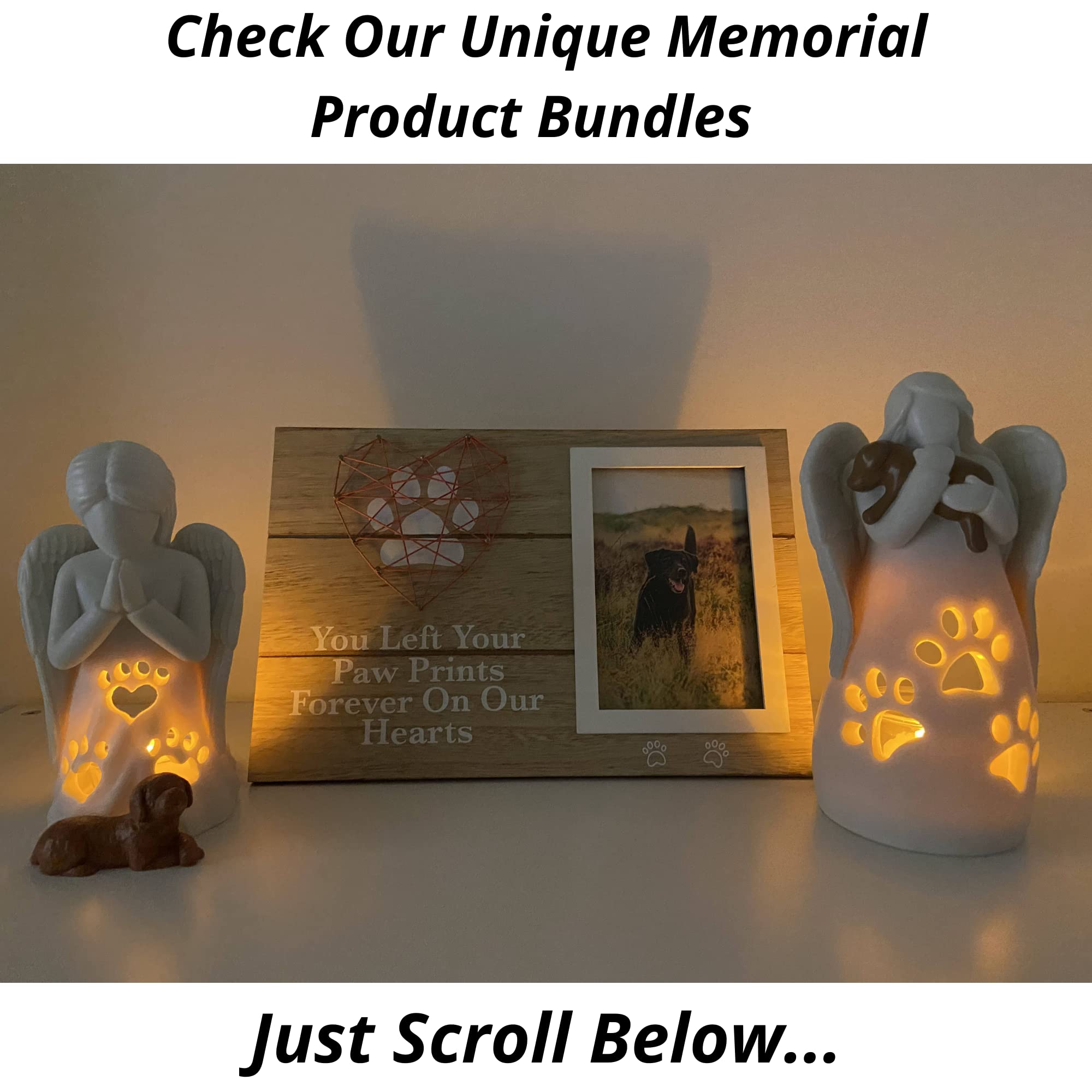 Oakiway Dog Memorial Gifts - Dog'S Angel Candle Holder Statue W/Flickering Led Candle - Pet Loss Gifts, Dog Lovers Gifts For Wom
