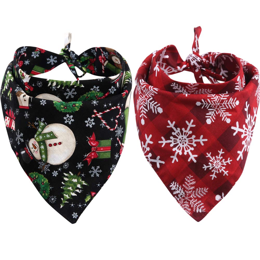 2 Pack Christmas Dog Bandana Reversible Triangle Bibs Scarf Accessories For Dogs Cats Pets Animals